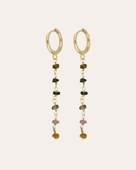 heylove PENDIENTES PENDIENTES TURMALINA CHAIN HOOPS