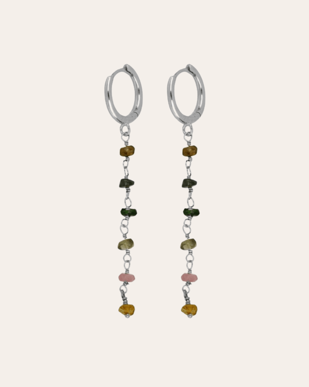 heylove PENDIENTES PENDIENTES TURMALINA CHAIN HOOPS