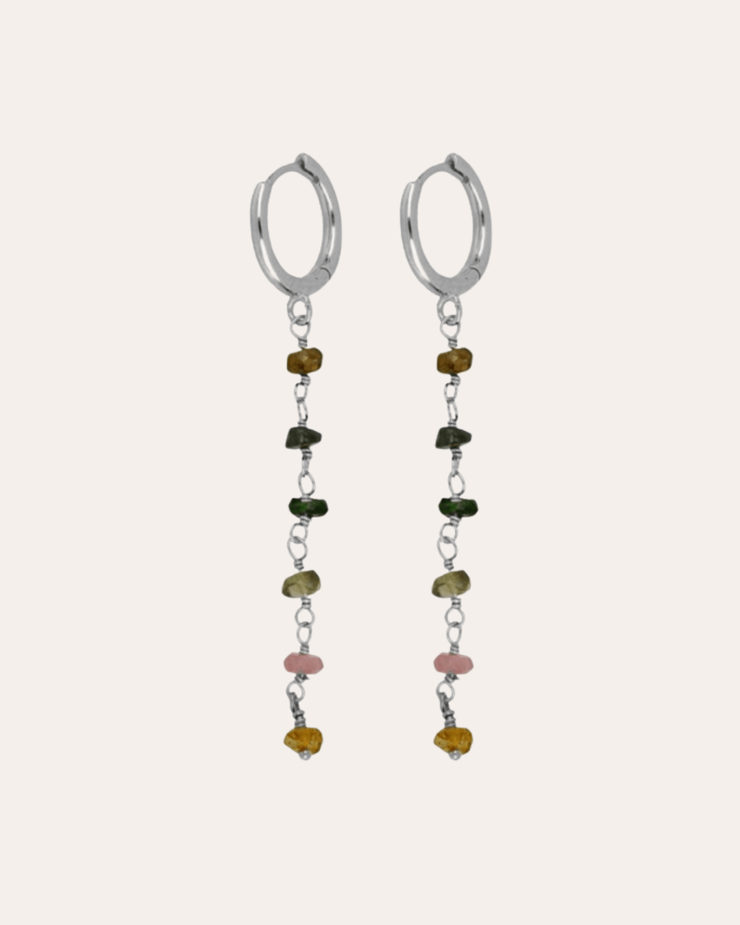 heylove PENDIENTES PENDIENTES TURMALINA CHAIN HOOPS