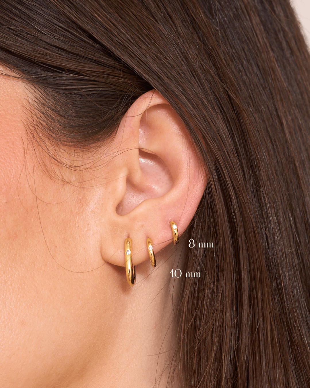heylove PIERCING PENDIENTES EXTRA MINI HOOPS DOT CZ 8 MM