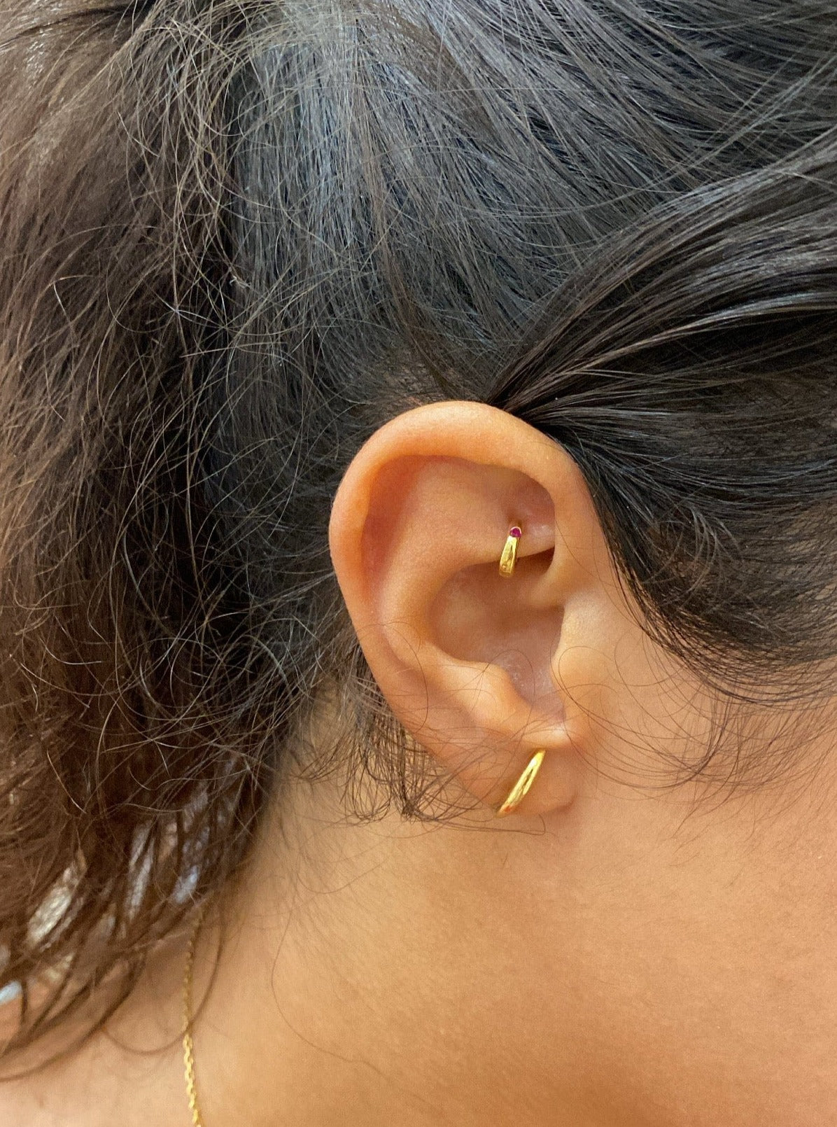 EXTRA MINI HOOPS DOT CZ 8MM EARRINGS