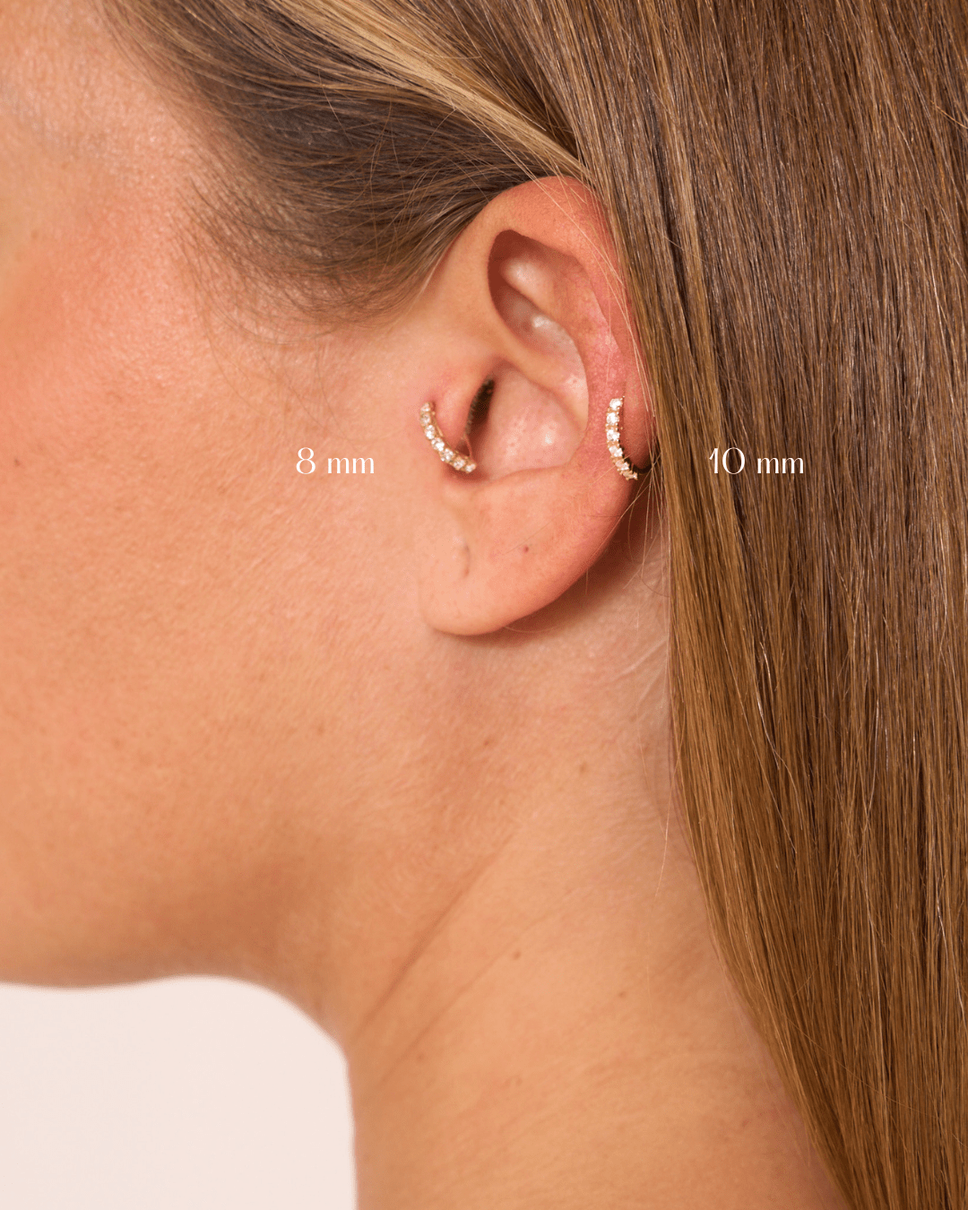heylove PIERCING PENDIENTES THIN CZ HOOPS 10 MM