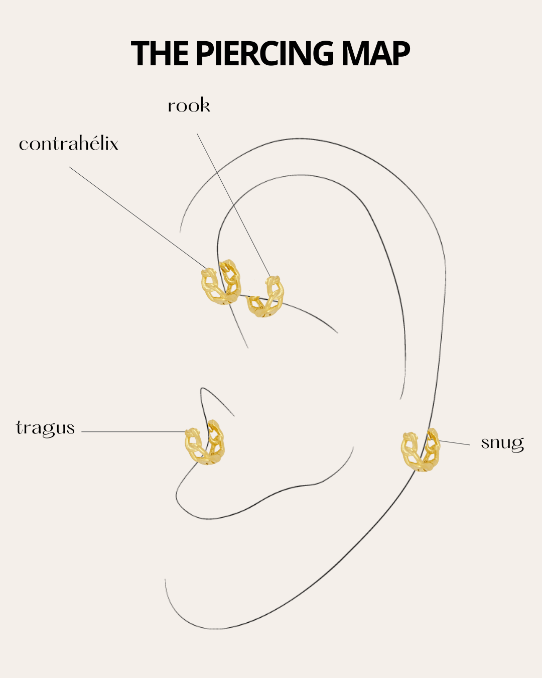heylove PIERCING PENDIENTES TINY CHAIN HOOPS