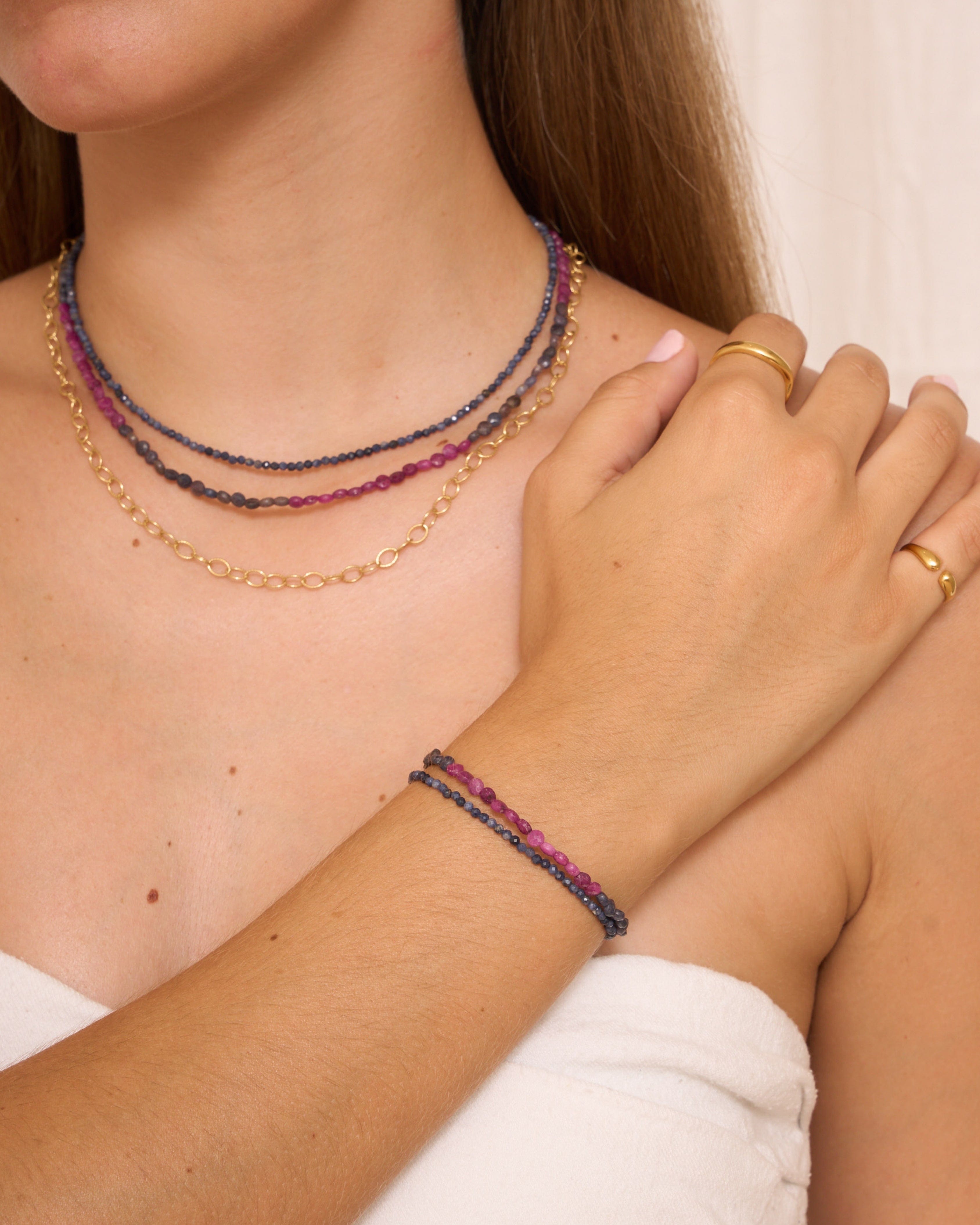 heylove PULSERAS PULSERA MINERAL RUBI & ZAFIRO 4 MM