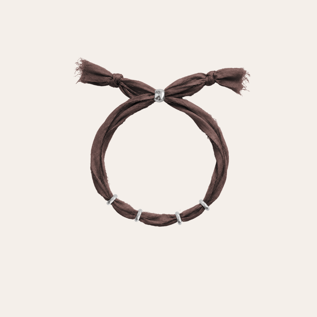 heylove PULSERAS PULSERA SEDA PARA PERSONALIZAR MARRÓN CHOCOLATE