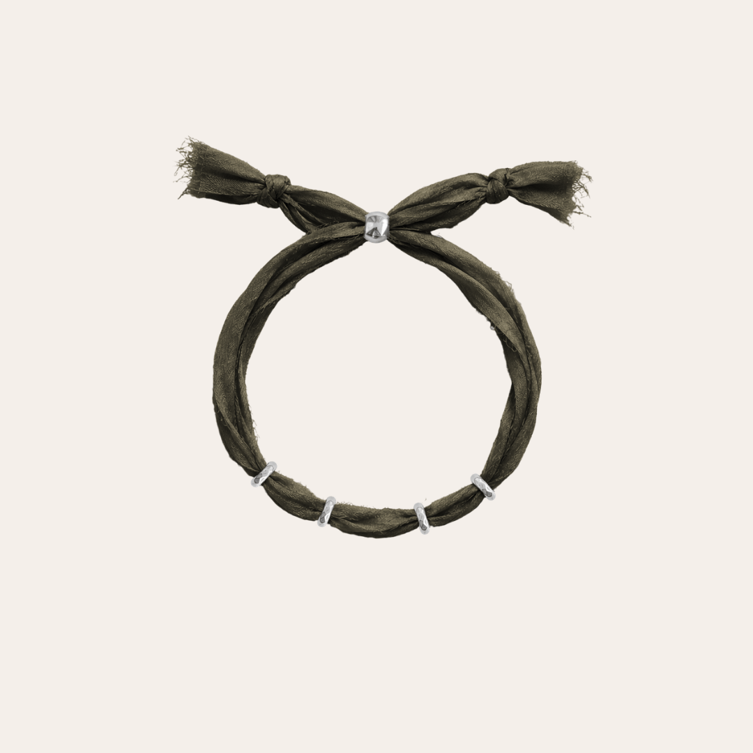 heylove PULSERAS PULSERA SEDA PARA PERSONALIZAR VERDE MUSGO
