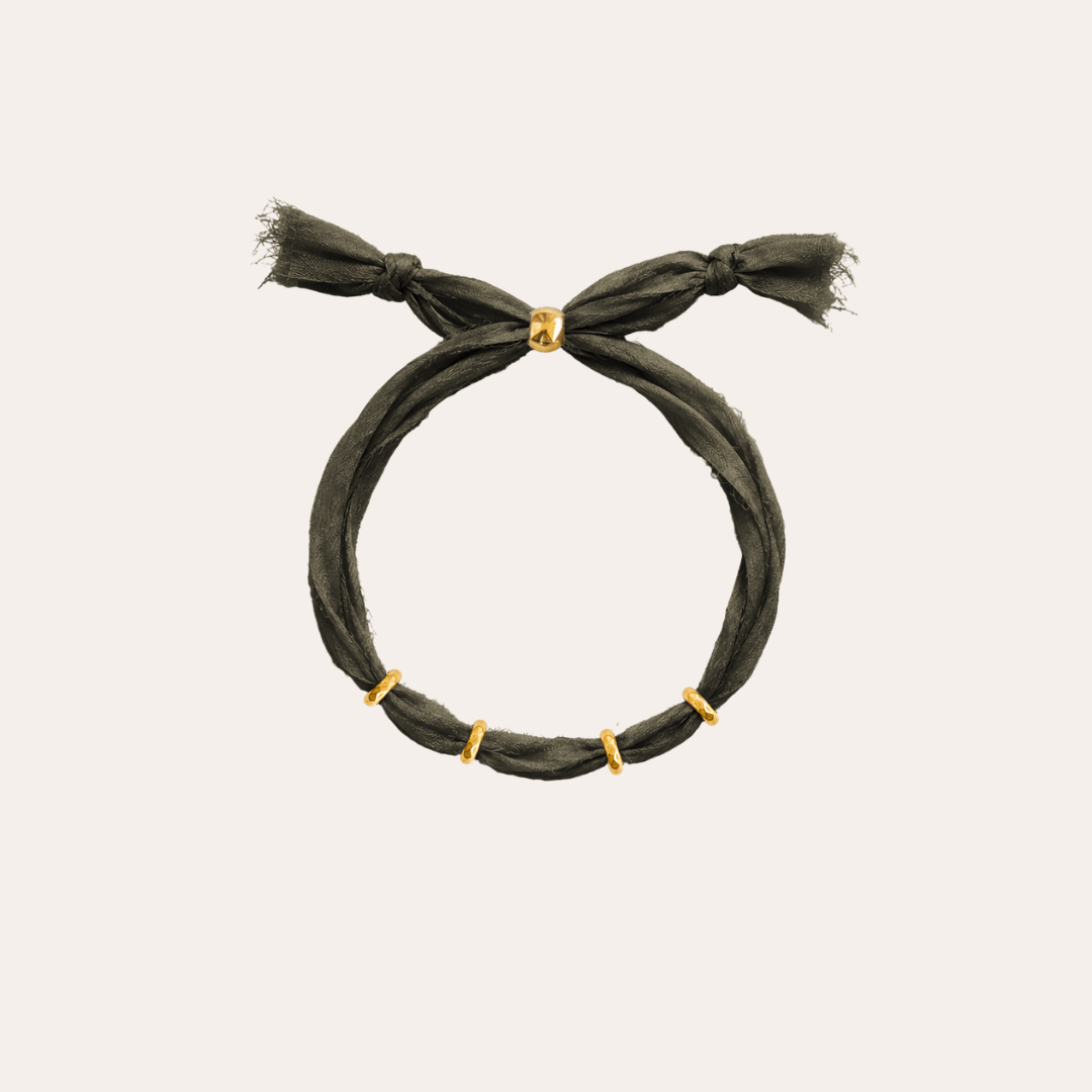 heylove PULSERAS PULSERA SEDA PARA PERSONALIZAR VERDE MUSGO