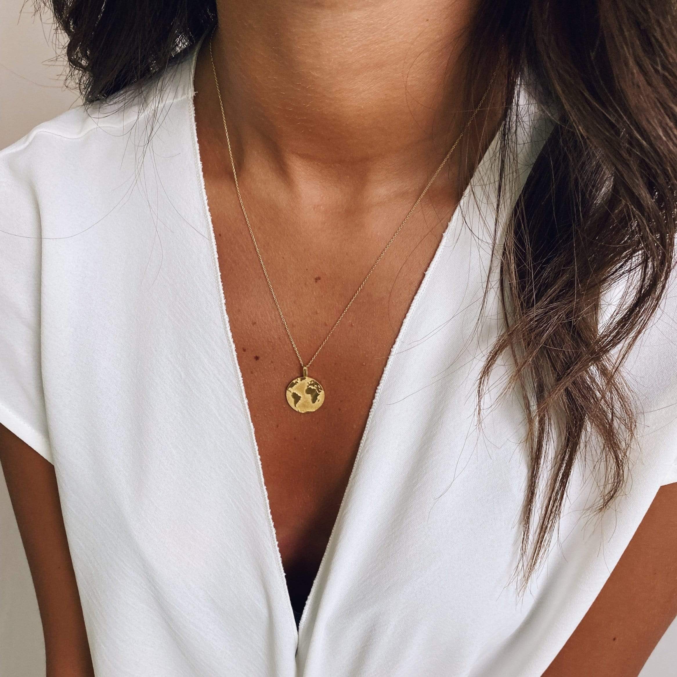 Italian Multi-Gemstone World Travel Globe Pendant Necklace in 18kt Gold  Over Sterling | Ross-Simons