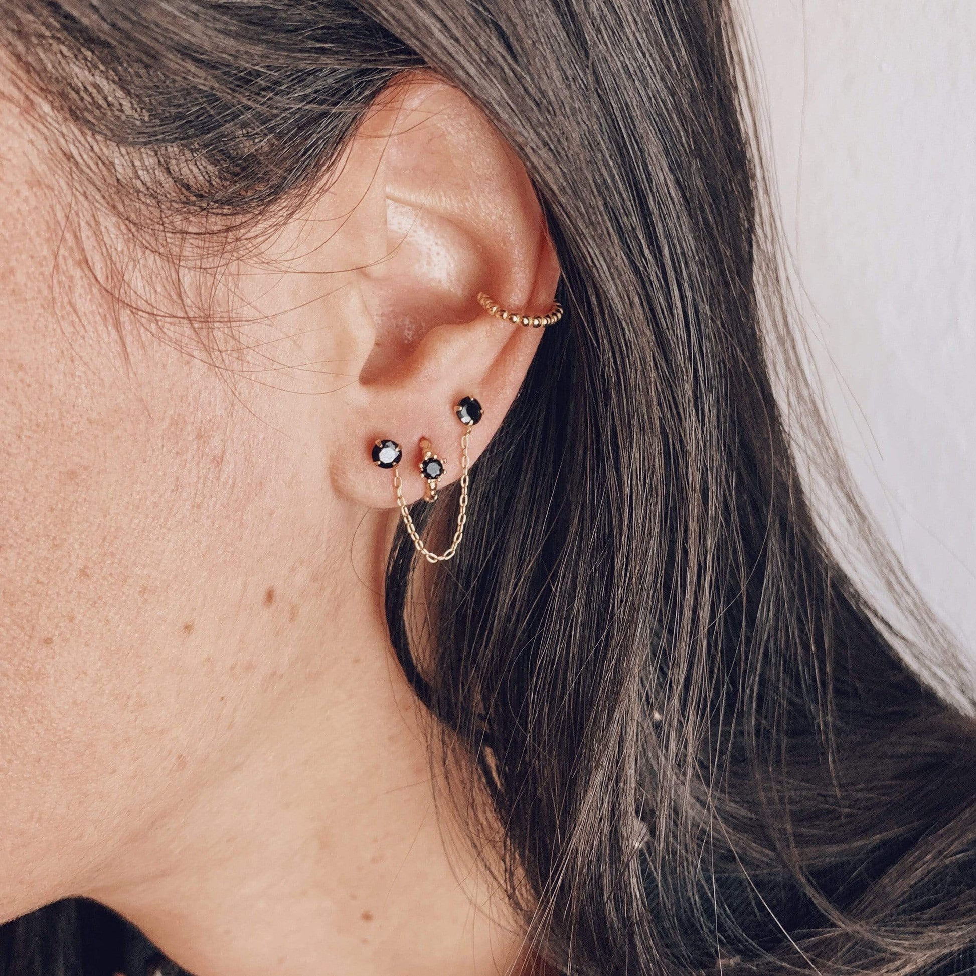 PENDIENTESheylovePendiente mini dot negro doble | heylove