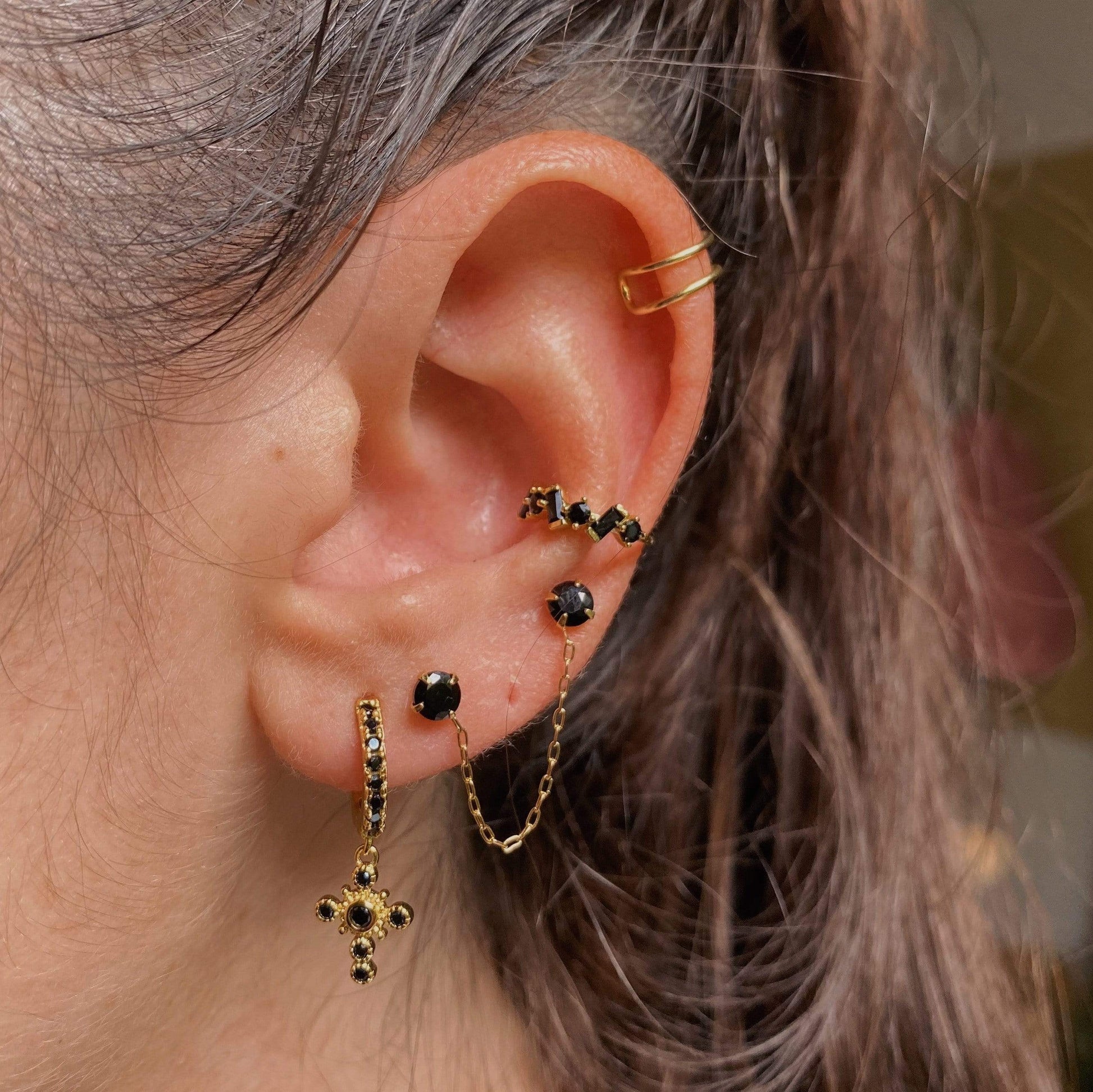 PENDIENTESheylovePendiente mini dot negro doble | heylove