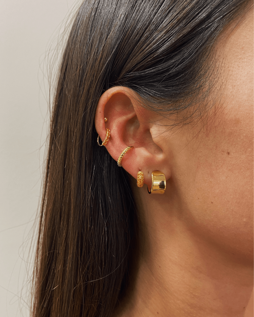 Gold flat sales hoop earrings