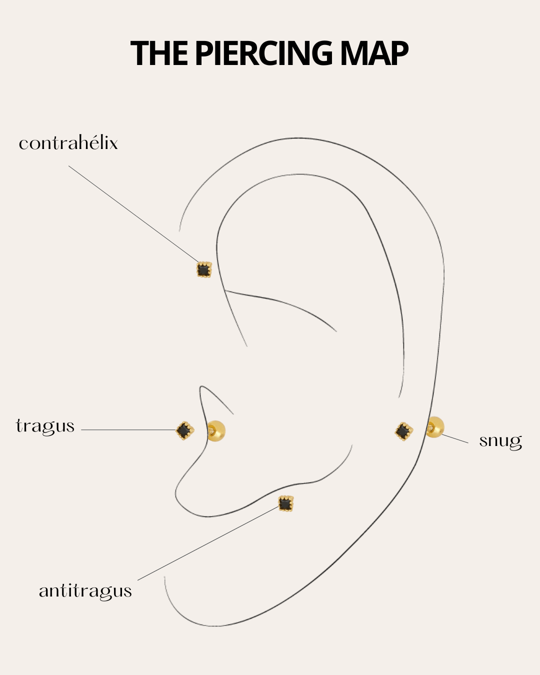 PENDIENTESheylovePiercing tiny square negro | heylove